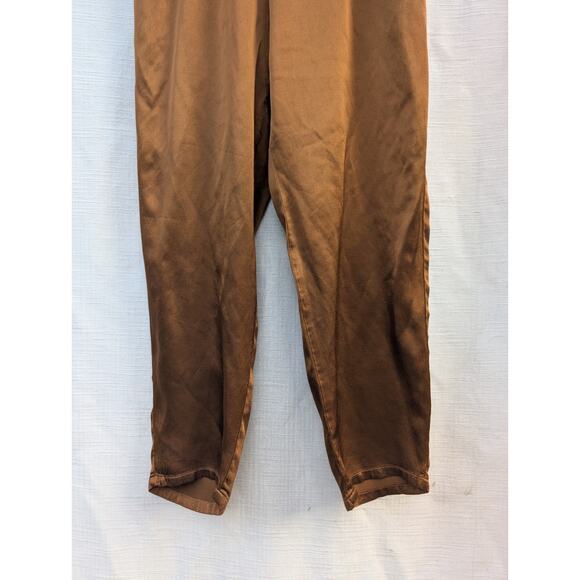 Nation Ltd Womens Madrid Bronze Satin Straight Leg Pull On Pants Sz S Rust Brown - Picture 2 of 10